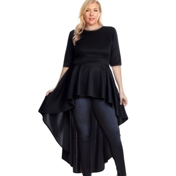 NWOT BLACK Peplum Top - Picture 3 of 4